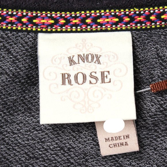 Knox Rose Coal Gray Boho Floral Embroidered Pullover Sweatshirt XL - Picture 10 of 10